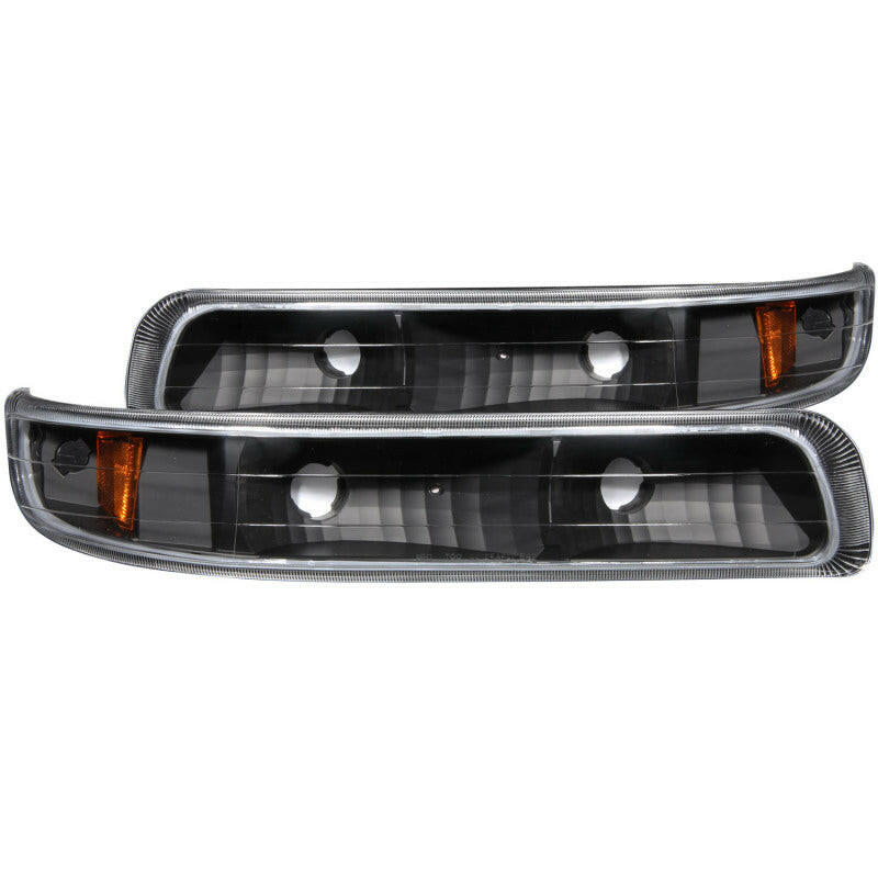ANZO 1999-2002 Chevrolet Silverado 1500 Euro Parking Lights Black w/ Amber Reflector Lights Corner ANZO