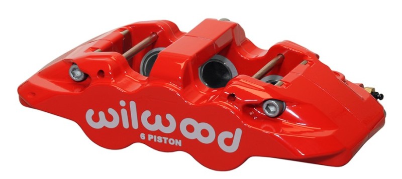 Wilwood Caliper-Aero6-R/H - Red 1.62/1.12/1.12in Pistons 1.25in Disc Brake Calipers - Perf Wilwood