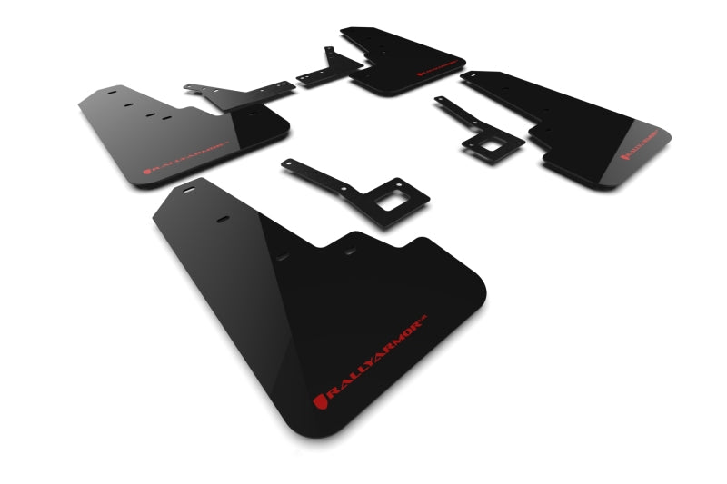 Rally Armor 19-25 Dodge Ram 1500 Rebel Black UR Mud Flap w/Red Logo Mud Flaps Rally Armor