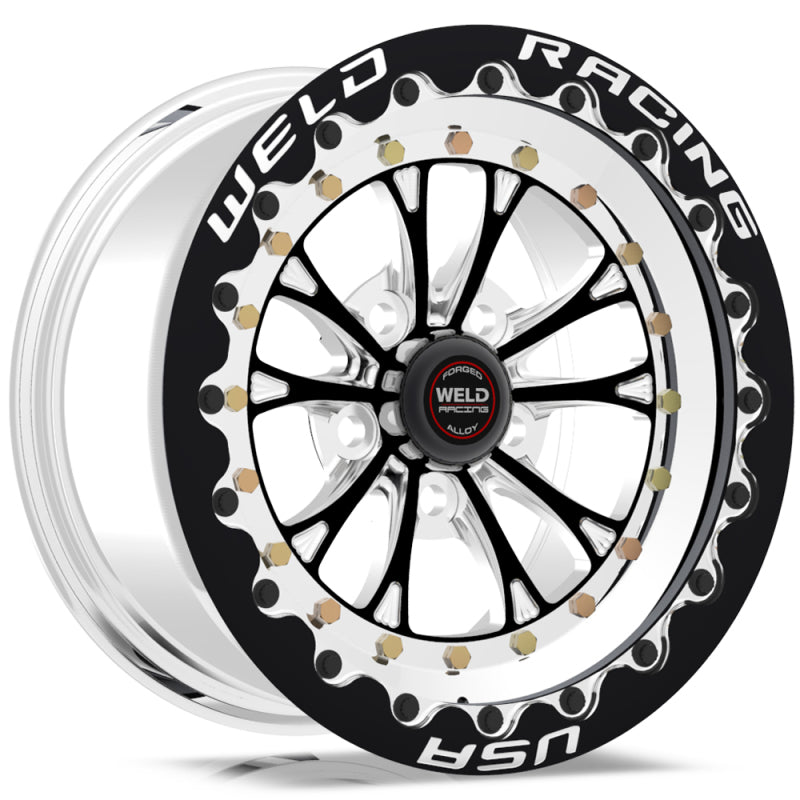 Weld Vitesse 15x14 / 5x4.5 BP / 6.5in. BS Black Wheel - Black Single Beadlock MT Wheels - Forged Weld