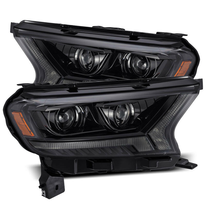 AlphaRex 19-21 Ford Ranger LUXX LED Proj Headlights Plank Style Alpha Black w/Seq Signal/DRL Headlights AlphaRex
