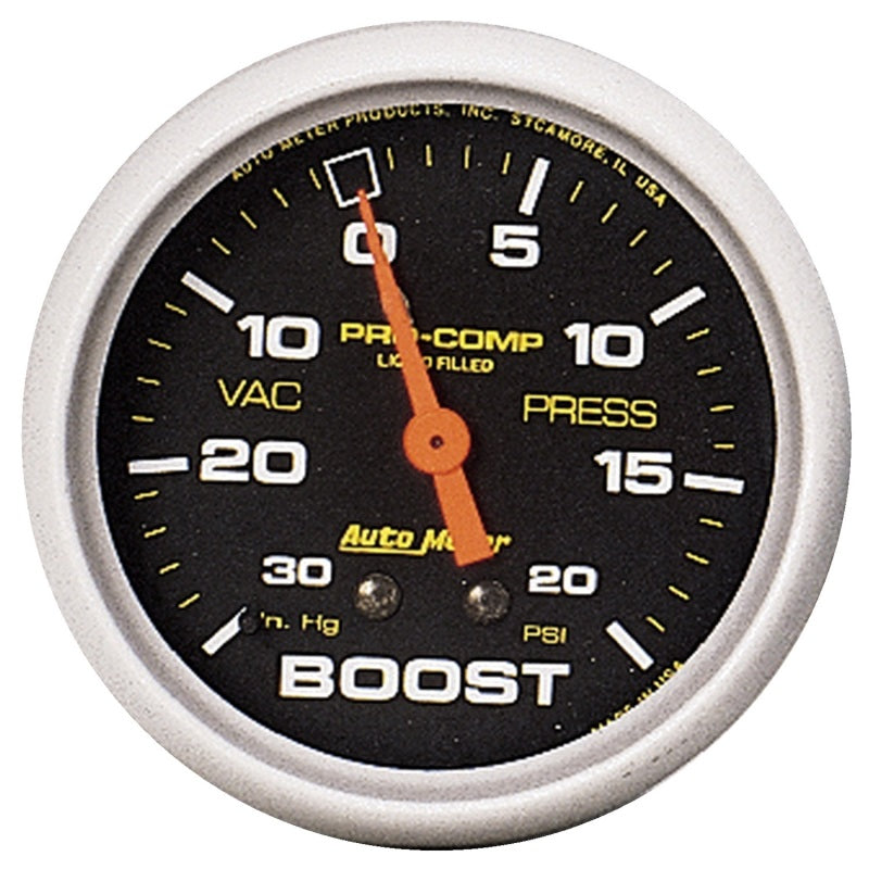 Autometer Pro-Comp 30 In Hg/20 PSI Liquid Filled Mechanical Boost Gauge Gauges AutoMeter