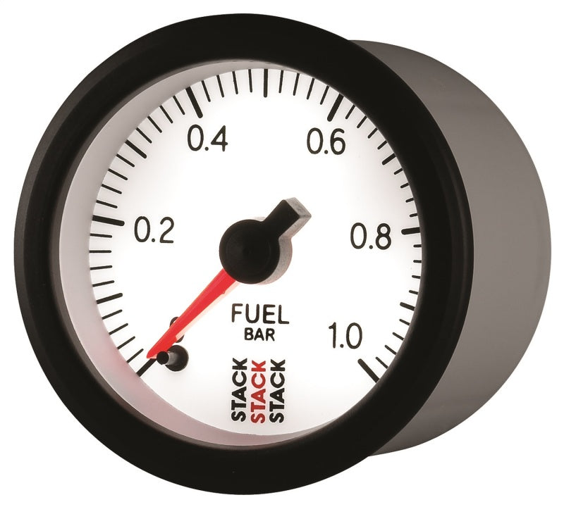 Autometer Stack 52mm 0-1 Bar M10 Male Pro Stepper Motor Fuel Pressure Gauge - White Gauges AutoMeter