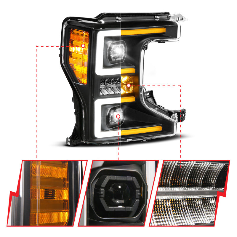 ANZO 20-22 Ford Super Duty (Halogen) Z-Series Full LED Proj Headlights SeqSig - Pass. Side ONLY Headlights ANZO