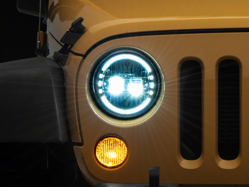 Raxiom 97-18 Jeep Wrangler TJ & JK Axial 7-In LED Headlights w/ DRL- Chrome Housing (Clear Lens) Headlights Raxiom