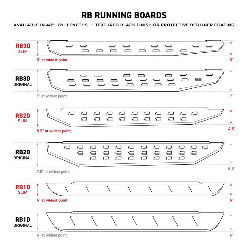 GOR RB10 Boards - Tex Black Running Boards Go Rhino