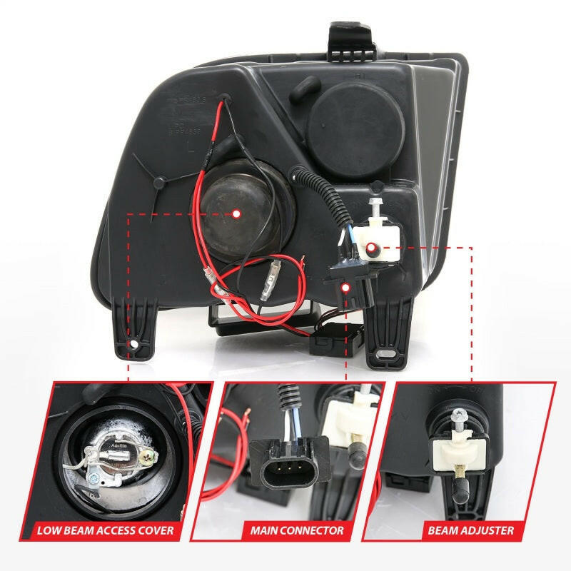 ANZO 2005-2009 Ford Mustang Projector Headlights w/ Halo Black Headlights ANZO
