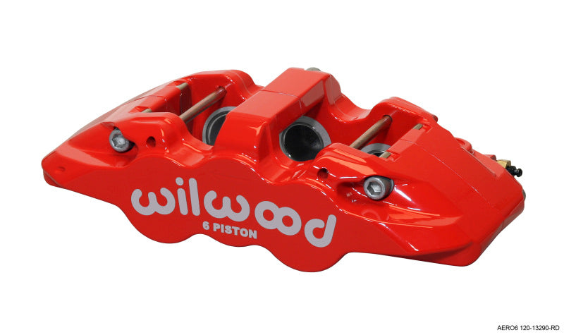 Wilwood Caliper-Aero6-L/H - Red 1.62/1.12/1.12in Pistons 1.25in Disc Brake Calipers - Perf Wilwood