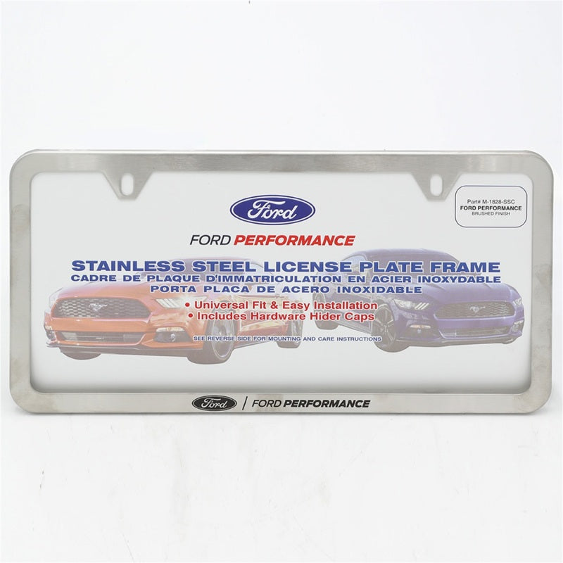 Ford Racing Slim License Plate Frame - Brushed Stainless Steel License Frame Ford Racing