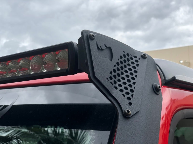 Go Rhino 18-20 Jeep Wrangler JL/JLU/Gladiator JT XE Windshield Light Bar Mount - 50in Single Row Light Mounts Go Rhino