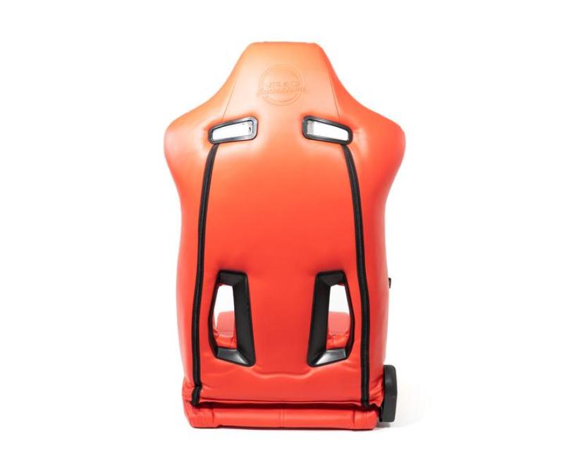 NRG Reclinable Sport Seats (Pair) The Arrow Red Vinyl w/ Pressed NRG Logo w/ Red Stitch Reclineable Seats NRG