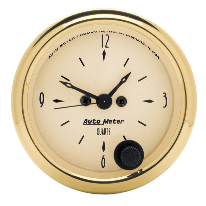 AutoMeter Gauge Clock 2-1/16in. 12HR Analog Golden Oldies Gauges AutoMeter