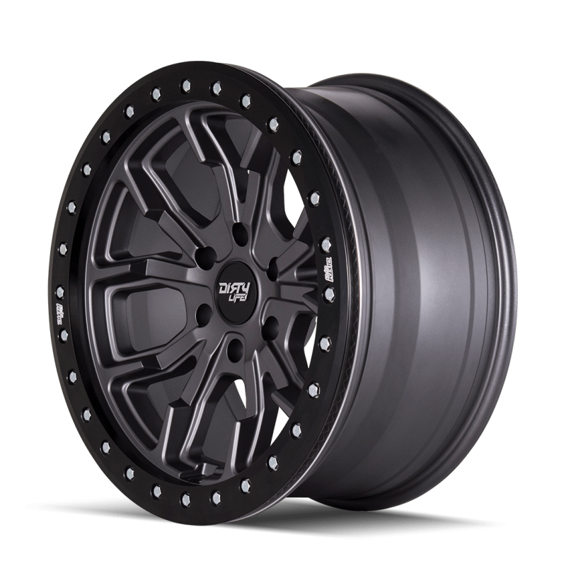 Dirty Life 9303 DT-1 17x9/5x114.3 BP/-12mm Offset/72.6mm Hub Matte Gunmetal Wheel - Beadlock Wheels - Cast Dirty Life