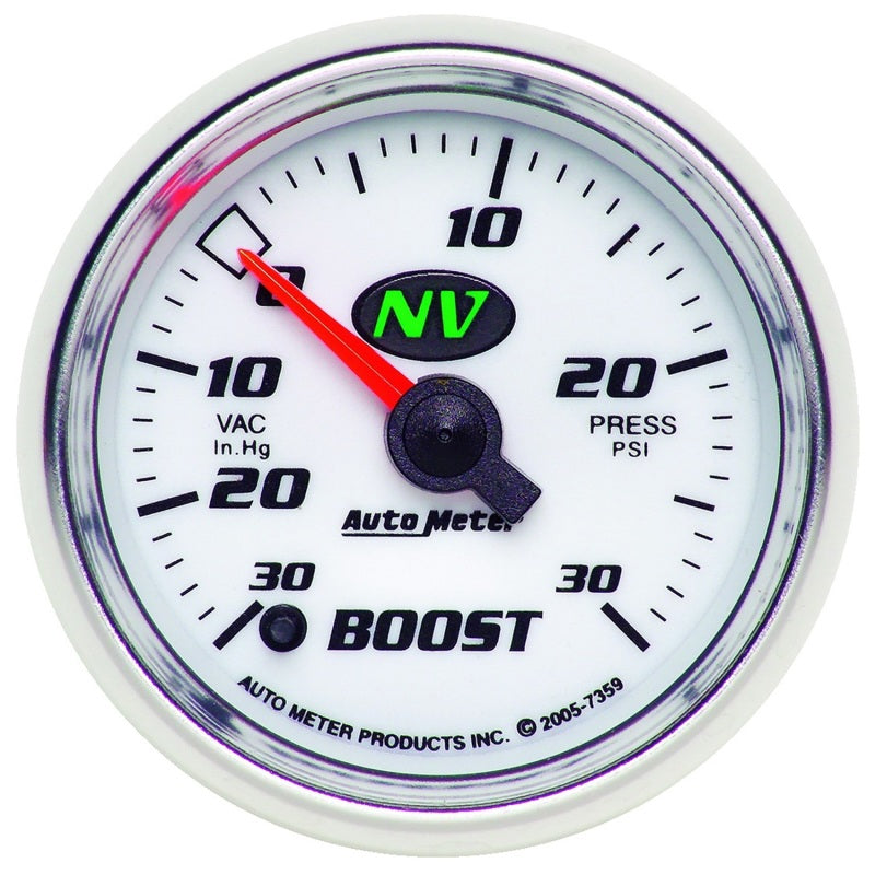 Autometer NV 52.4mm Full Sweep Electronic 30 In Hg/30 PSI Vacuum / Boost Gauge Gauges AutoMeter