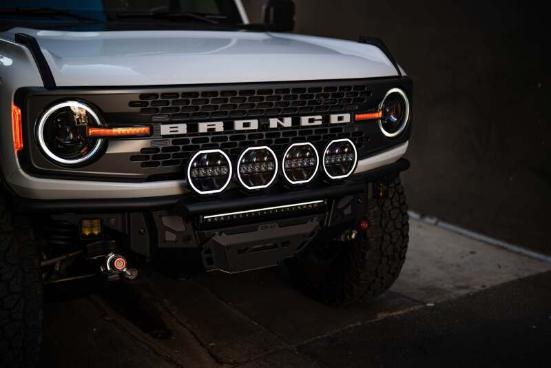 DV8 Offroad 7in Halo Elite Round Light w/ Accent Halo - White/Amber Light Bars & Cubes DV8 Offroad
