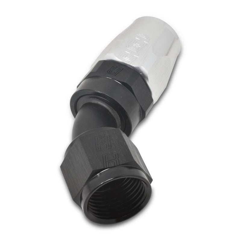 Russell Performance -12 AN Black/Silver 45 Degree Full Flow Hose End Fittings Russell