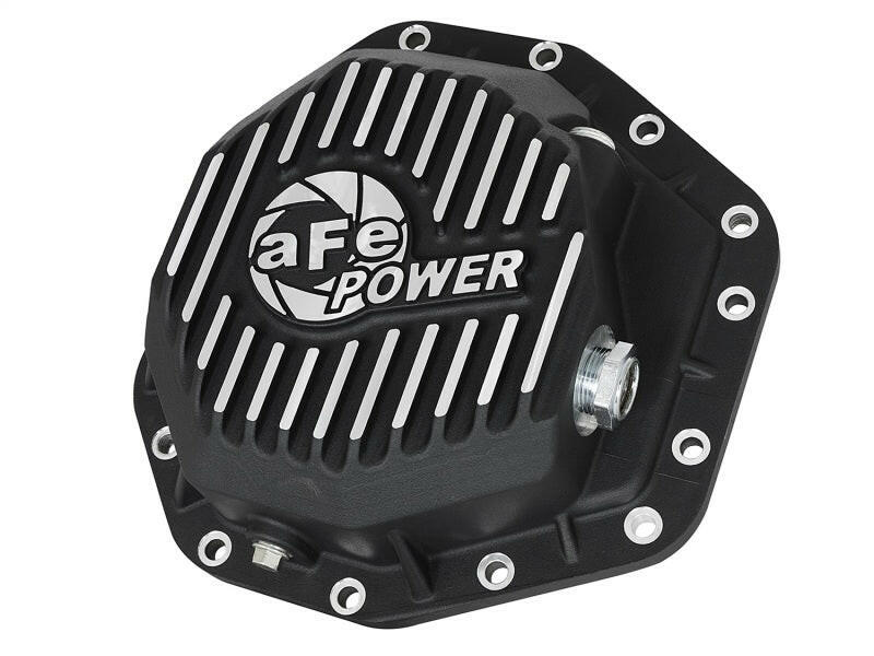 aFe Power Pro Ser Rear Diff Cover Black w/Mach Fins 2017 Ford Diesel Trucks V8-6.7L(td) Dana M275-14 Diff Covers aFe