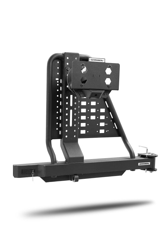 Go Rhino Swing-A-Way Hitch Mounted Tire Carrier (Lic. Plate Lights Not Included) - Textured Black Tire Carriers Go Rhino