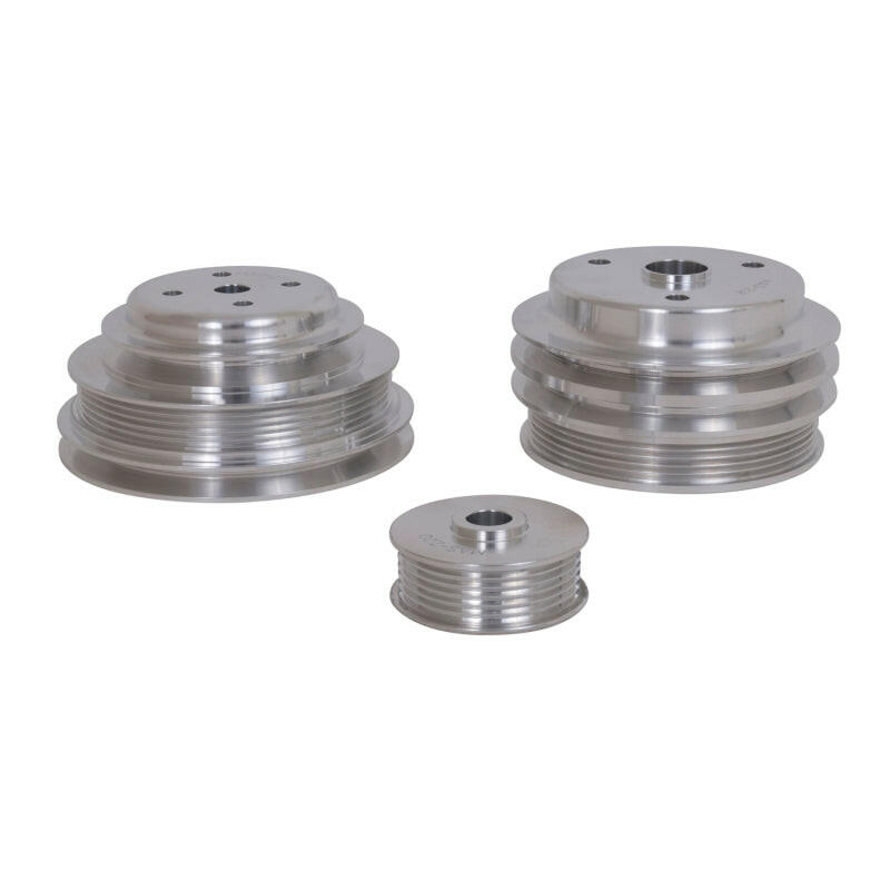 BBK 85-97 GM Truck 305 350 Underdrive Pulley Kit - Lightweight CNC Billet Aluminum (3pc) Pulleys - Crank, Underdrive BBK
