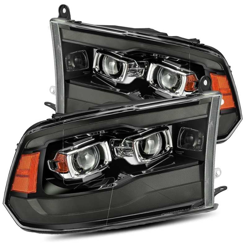 AlphaRex 09-18 Ram 1500HD LUXX Proj Headlight Plnk Style Jet Blk w/Activ Light/Seq Signal/Smoked DRL Headlights AlphaRex