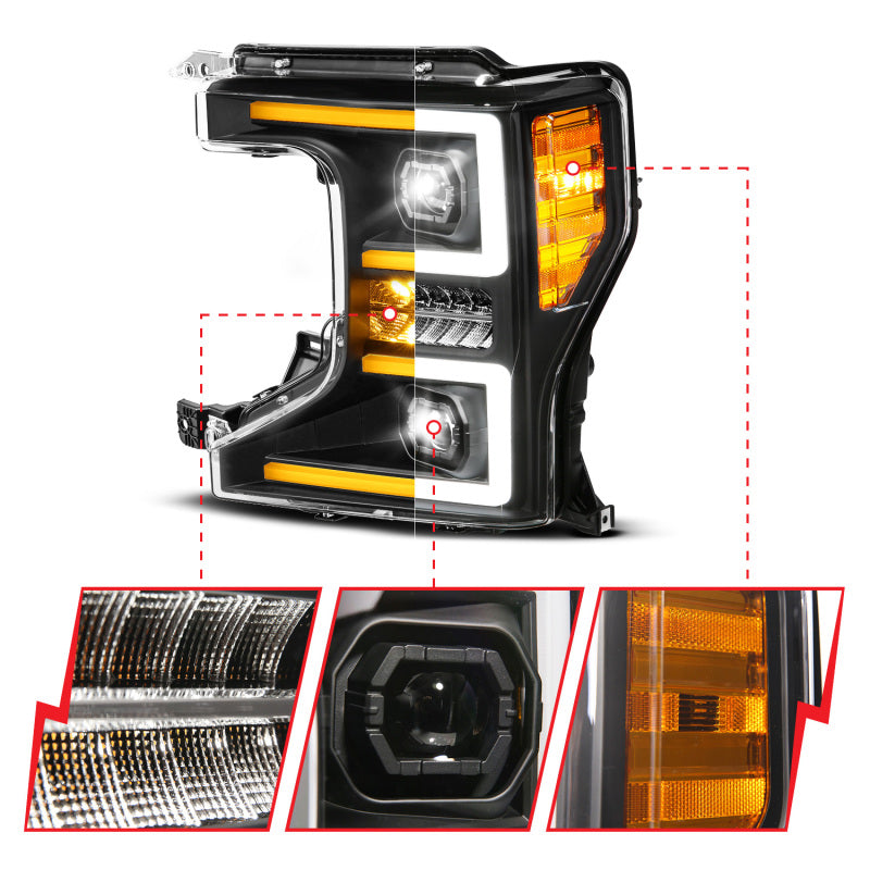 ANZO 20-22 Ford Super Duty (Halogen) Z-Series Full LED Proj Headlights SeqSig - Driver Side ONLY Headlights ANZO