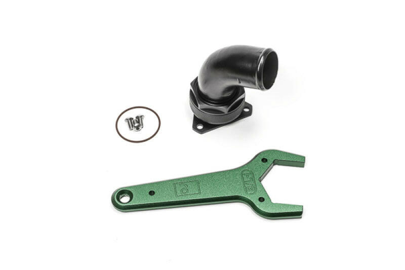Radium Engineering FCST-X 3-Bolt Remote Mount Fill Neck - 24AN Elbow - 1.5in Barb Filler Necks Radium Engineering