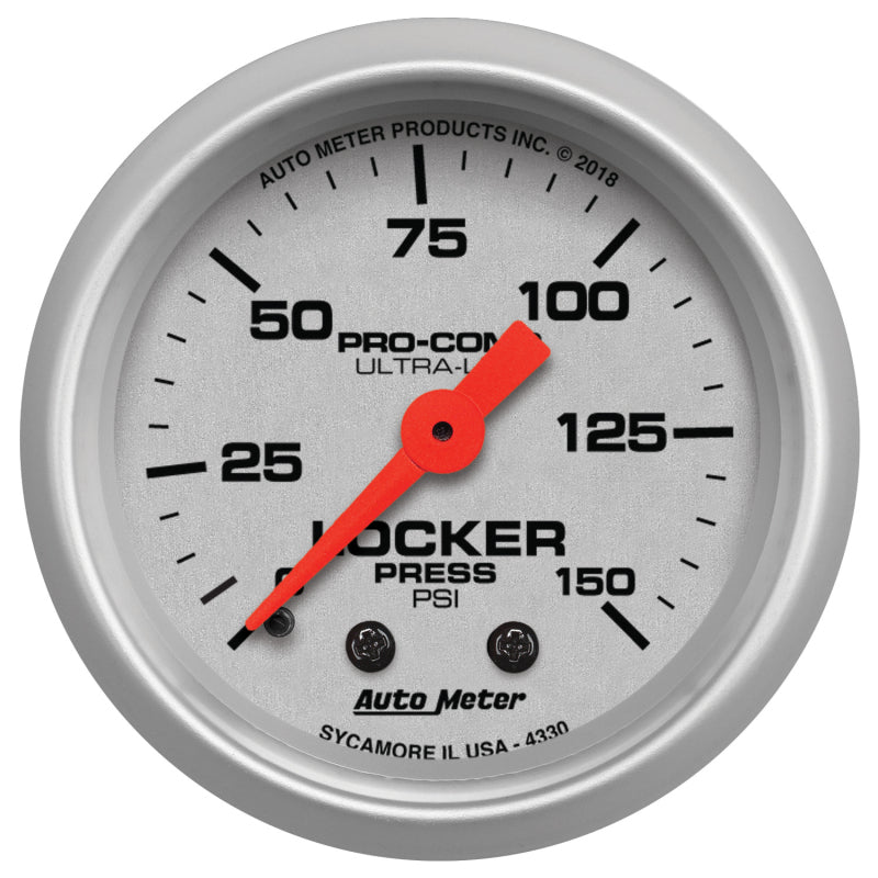 Autometer Ultra-Lite 2-1/16in 150 PSI Mechanical Air Locker Gauge Gauges AutoMeter