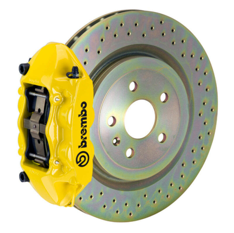 Brembo 08-13 C30 Front GT BBK 4 Piston Cast 336 x28 1pc Rotor Drilled- Yellow Brake Kits - Performance Slot Brembo