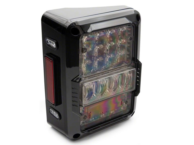 Raxiom 07-18 Jeep Wrangler JK Axial Series Lux LED Tail Lights- Blk Housing (Clear Lens) Tail Lights Raxiom