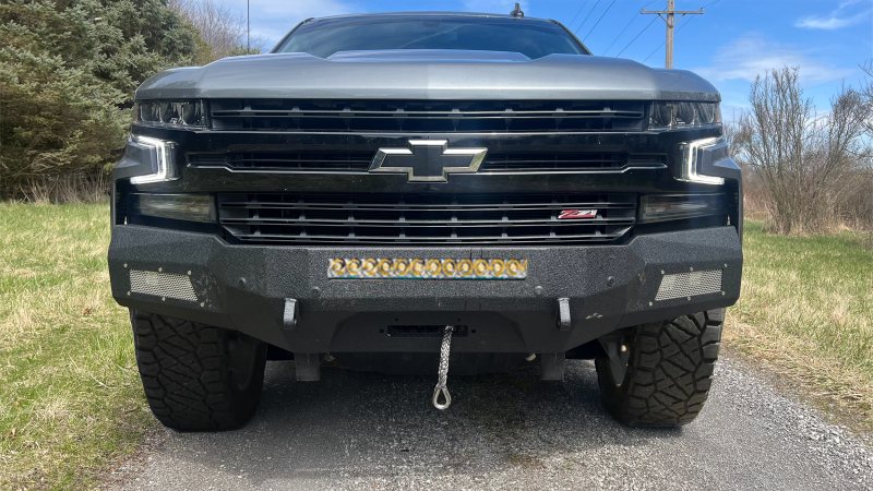 Fishbone Offroad 19-21 Chevrolet Silverado 1500 Rockfish Front Bumper - Black Texture Bumpers - Steel Fishbone Offroad