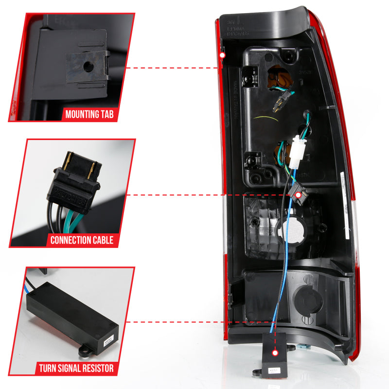 ANZO 2003-2006 Chevy Silverado 1500 LED Taillights Plank Style Chrome With Red/Clear Lens Tail Lights ANZO