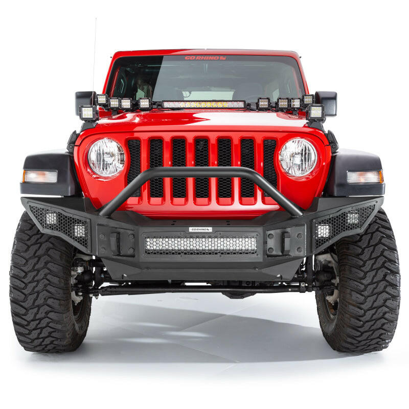 Go Rhino 07-20 Jeep Wrangler JL/JLU/JK/JKU/Gladiator JT Rockline Full Width Bumper w/ Overrider Bumpers - Steel Go Rhino