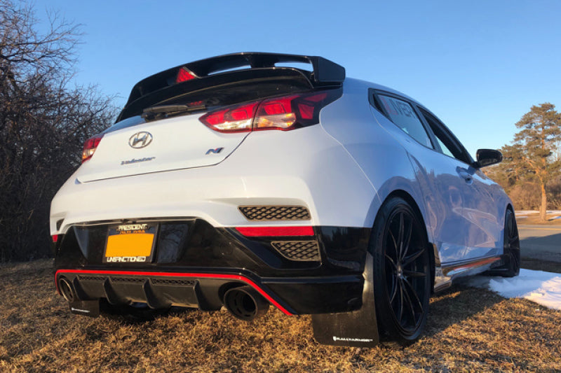 Rally Armor 19-22 Hyundai Veloster N Black UR Mud Flap w/ White Logo Mud Flaps Rally Armor
