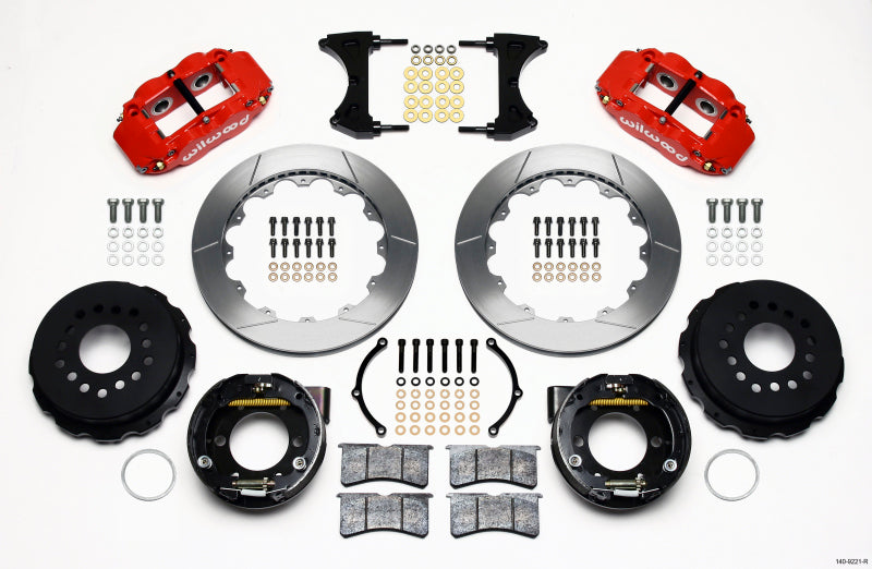 Wilwood Narrow Superlite 4R Rear P-Brk Kit 12.88in Red 2005-2014 Mustang Big Brake Kits Wilwood
