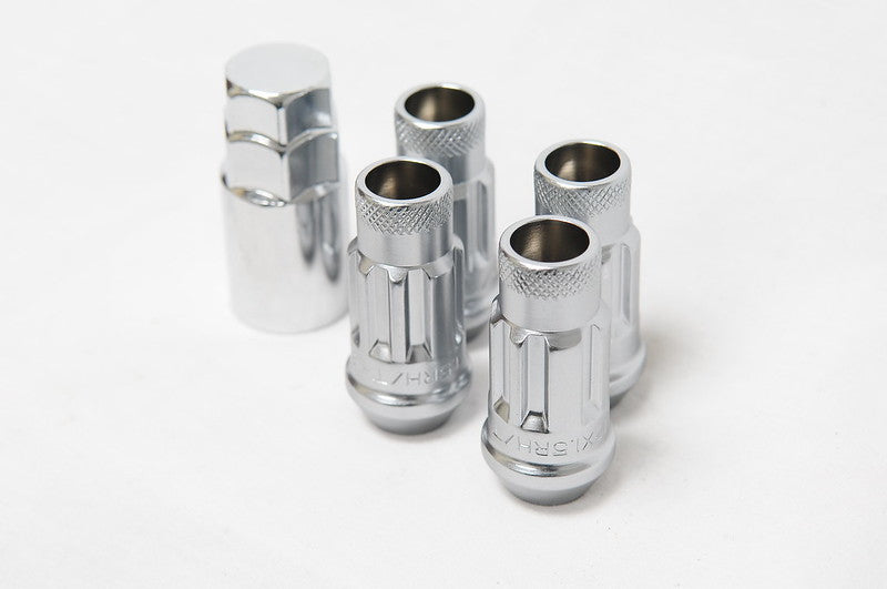 Wheel Mate 12x1.50 48mm Muteki SR48 Satin Silver Open End Locking Lug Nut - Set of 4 Lug Nuts Wheel Mate