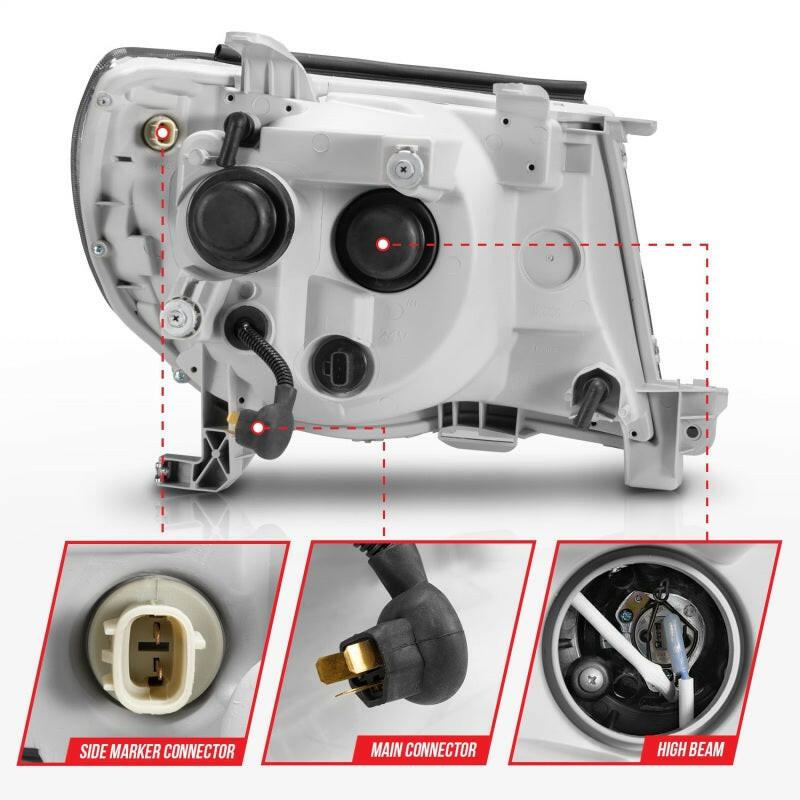 ANZO 05-09 Toyota Tacoma Projector Light Bar Style Headlights w/ C Light Bar Headlights ANZO