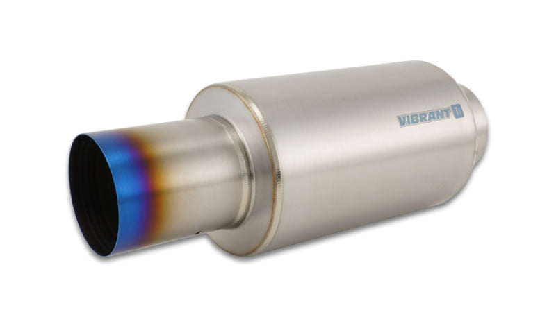 Vibrant Titanium Muffler w/Straight Cut Burnt Tip 4in Inlet / 4in Outlet Muffler Vibrant