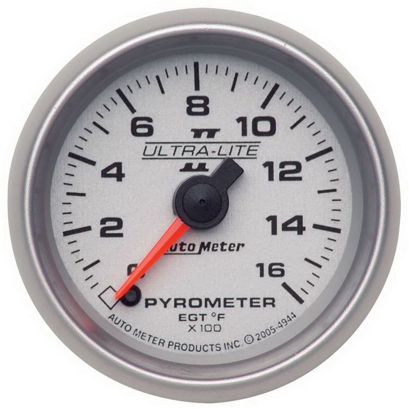 Autometer Ultra-Lite II 52mm 0-1600 Deg F Full Sweep Electric Pyrometer (EGT) Gauge Gauges AutoMeter