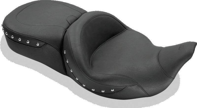 Mustang 08-21 Harley Electra Glide,Rd Glide,Rd King,Str Glide Super Touring 1PC Seat w/Studs - Black One-Piece Motorcycle Seats Mustang Motorcycle