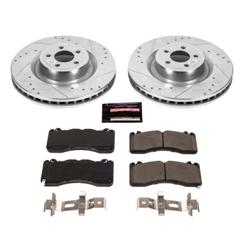 Power Stop 15-22 Ford Mustang Front Z23 Evolution Brake Kit Brake Rotors - Slot & Drilled PowerStop