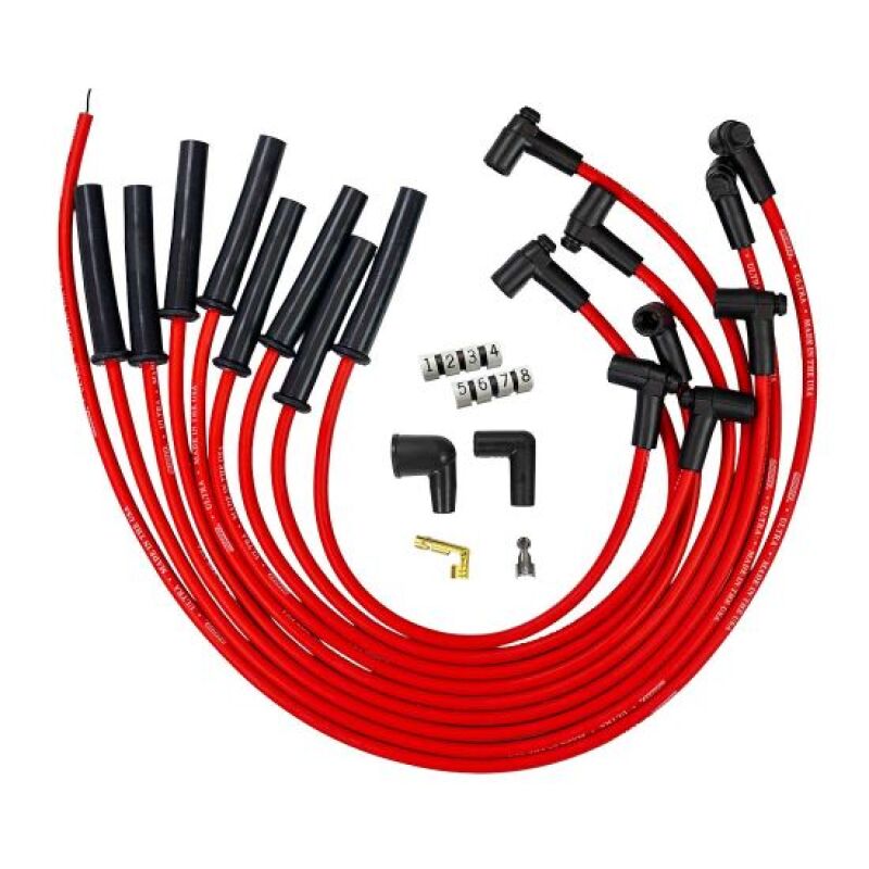 Moroso Ford 289 302 351W HEI-Style Cap Ultra 350 8mm Multi-Angle Boot Spark Plug Wire Set - Red Spark Plug Wire Sets Moroso