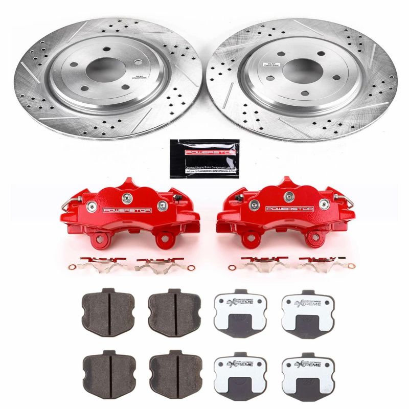 Power Stop 06-13 Chevrolet Corvette Rear Z26 Street Warrior Brake Kit w/Calipers Brake Kits - Performance D&S PowerStop