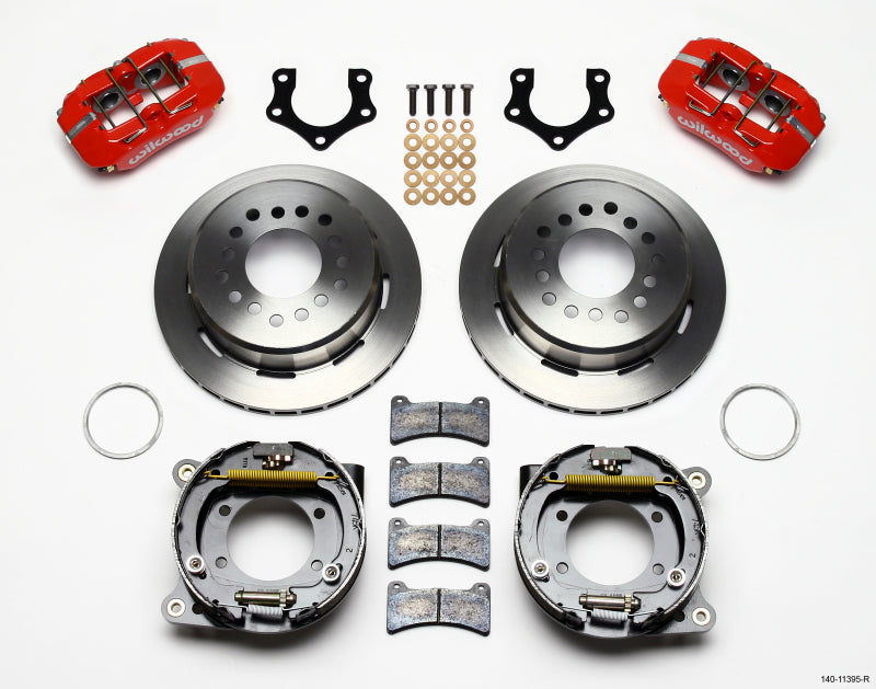 Wilwood Dynapro Low-Profile 11.00in P-Brake Kit - Red Mopar/Dana 2.36in Off w/Snap Ring Bearing Big Brake Kits Wilwood