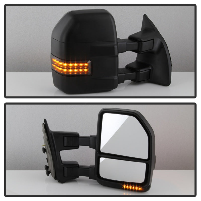 xTune 08-15 Ford Super Duty LED Telescoping Manual Mirrors - Smk (Pair) (MIR-FDSD08S-G4-MA-RSM-SET) Side Mirrors SPYDER