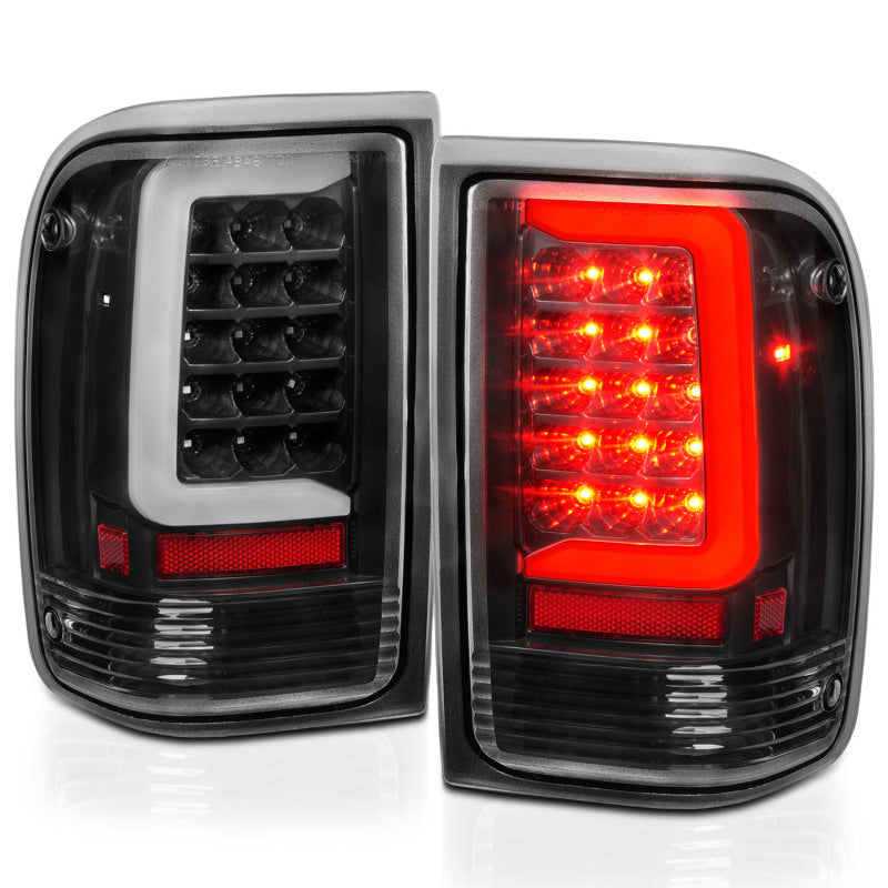 ANZO 1993-1997 Ford Ranger LED Tail Lights w/ Light Bar Black Housing Clear Lens Tail Lights ANZO