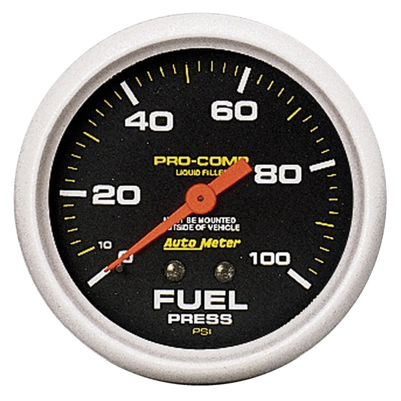 Autometer Liquid Filled Mechanical 2-5/8inch 100 PSI Fuel Pressure Gauge Gauges AutoMeter