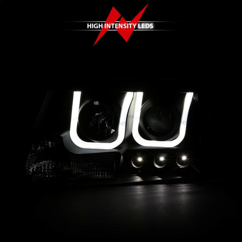 ANZO 2004-2008 Ford F-150 Projector Headlights w/ U-Bar Black Headlights ANZO