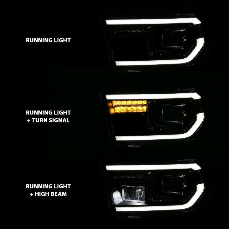 ANZO 2007-2014 Toyota Tundra Projector Light Bar H.L Black Amber(Led High Beam) (Halogen Version) Headlights ANZO