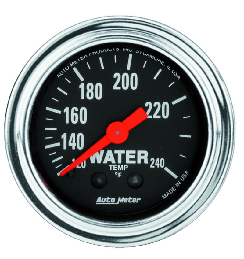 AutoMeter Gauge Water Temp 2-1/16in. 120-240 Deg. F Mechanical 12ft. Traditional Chrome Gauges AutoMeter