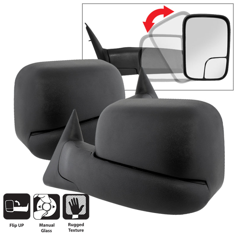 xTune Dodge Ram 94-01 L&R Manual Extendable Manual Adjust Mirror MIR-DRAM94-MA-SET Side Mirrors SPYDER